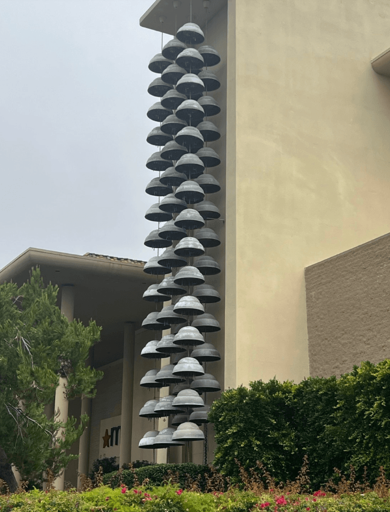 Bronze bells art installation by Tom Van Sant in Newport Beach, California. (Courtesy of Robyn Grant)