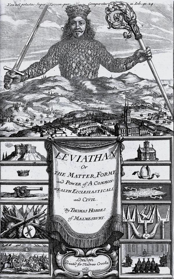 The frontispiece of the book "Leviathan" by Thomas Hobbes. (Public Domain)