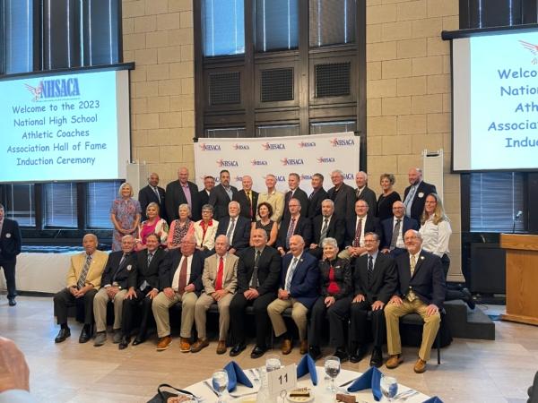 The National High School Athletic Coaches Association honors 39 men and women from across the United States at its Hall of Fame ceremony at the Historic Haymarket in Lincoln, Neb., on July 25, 2023. (Courtesy of Jeff Gordon)