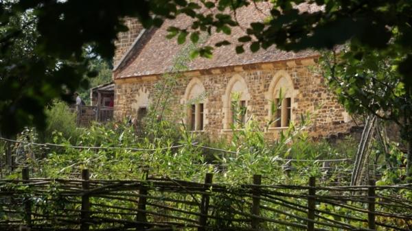 The on-site vegetable garden which grows hemp for making rope. (Courtesy of  Guédelon)