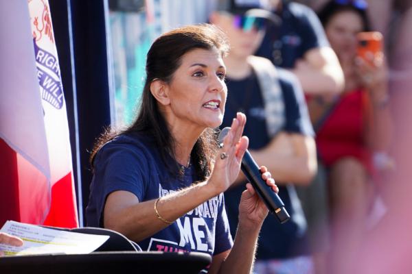 Republican presidential candidate and former South Carolina Gov. Nikki Haley speaks at the Iowa State Fair in Des Moines, Iowa, on Aug. 12, 2023. (Madalina Vasiliu/The Epoch Times)