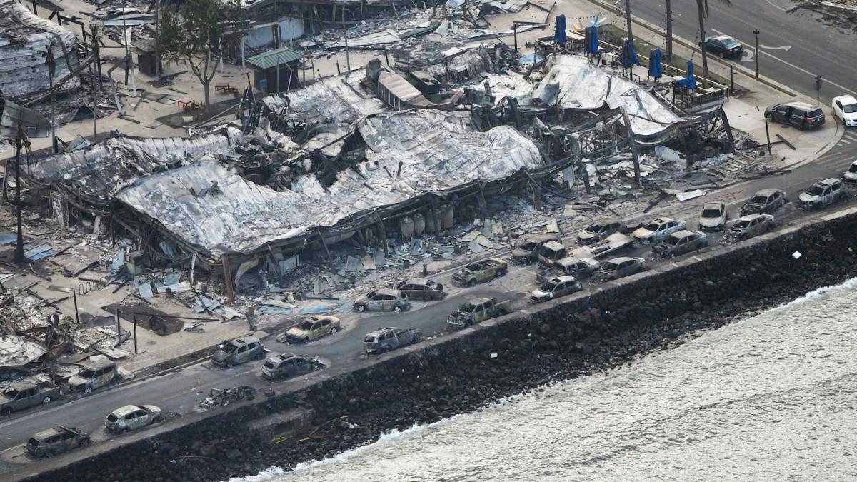 Wildfire wreckage is seen in Lahaina, Hawaii, on Aug. 10, 2023. (AP Photo/Rick Bowmer)