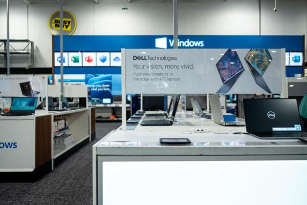 A Dell laptop is seen on display at the Best Buy store in Austin, Texas, on June 2, 2023. (Brandon Bell/Getty Images)