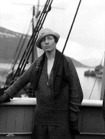 Louise Boyd, the American photographer and polar explorer, pictured in Tromso harbor on June 28, 1928. (Public Domain)