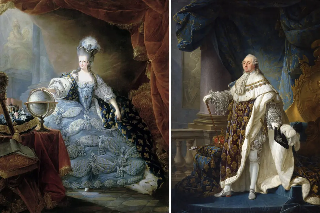 Portraits of Marie Antoinette and King Louis XVI from the Palace of Versailles.