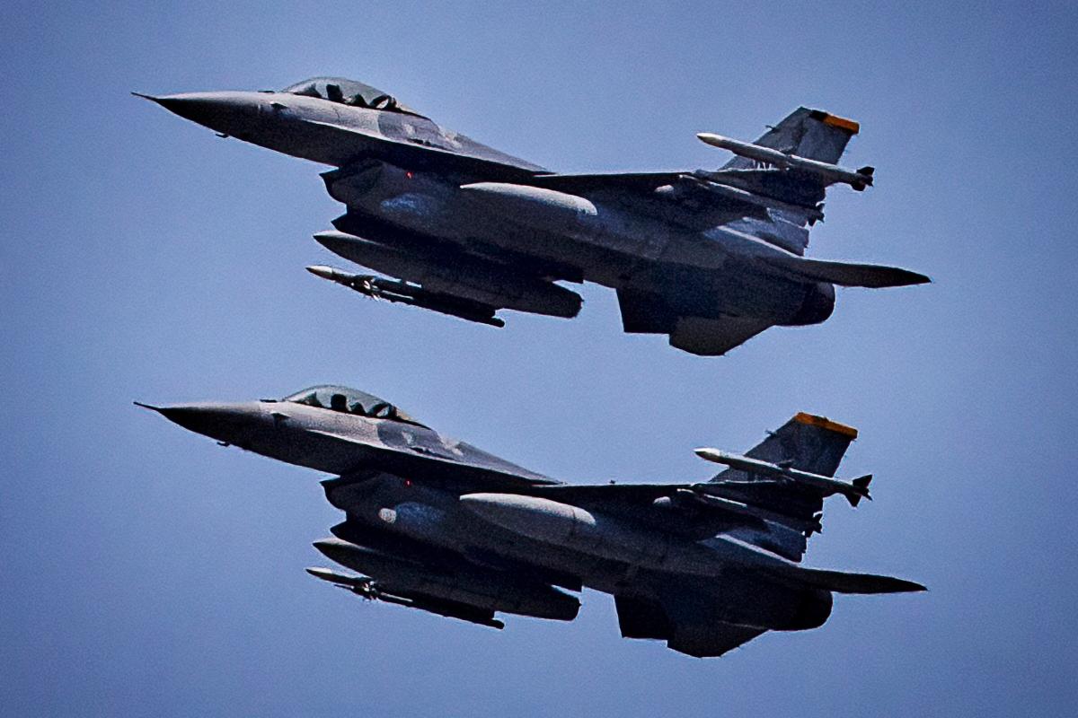 U.S. Air Force F16 fighter jets fly in formation during U.S.-Philippines joint air force exercises, dubbed Cope Thunder, at Clark Air Base in Mabalacat, Pampanga province, Philippines, on May 9, 2023. (Ezra Acayan/Getty Images)