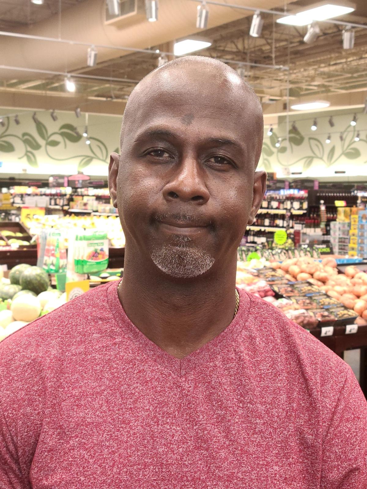 Erricken Carr at the Kroger supermarket in Sandy Springs, Ga. on Aug. 15, 2023. (Dan M. Berger/The Epoch Times)