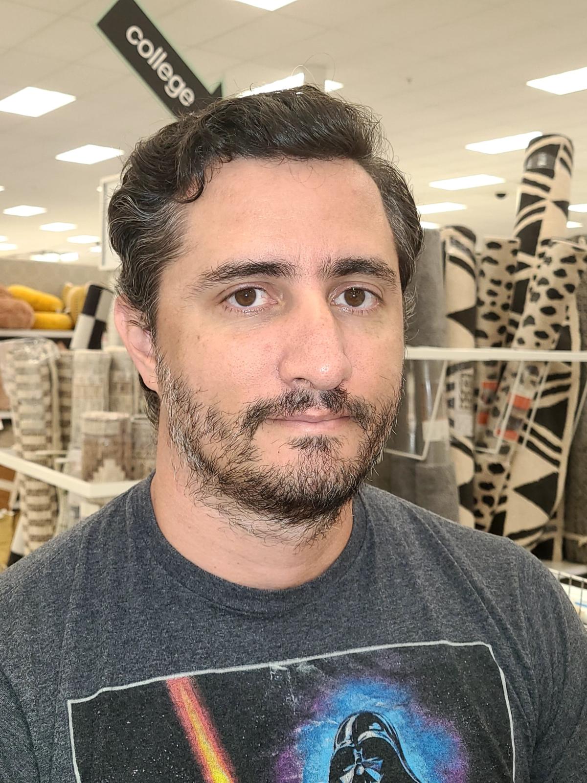 Emilio Moreno at the Target store in Sandy Springs, Ga., on Aug. 15. 2023. (Dan M. Berger/The Epoch Times)