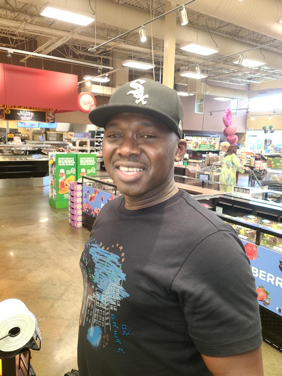 Alex, who did not give his last name, at the Kroger supermarket in Sandy Springs, Ga. on Aug. 16, 2023. (Dan M. Berger/The Epoch Times)