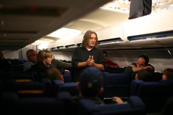 Director Paul Greengrass (C) prepares for a scene in "Flight 93." (Fox Television Studios)