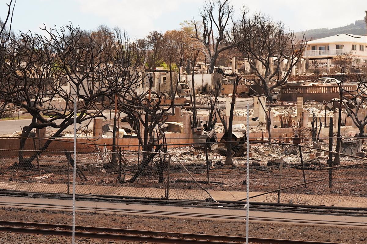 A burnt out development in Lahaina Town on Aug. 16, 2023. (Allan Stein/The Epoch Times)