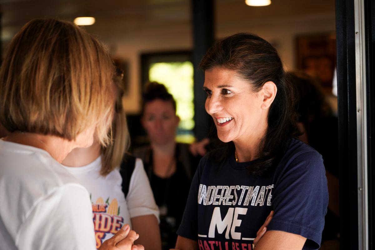 Republican presidential candidate and former South Carolina Gov. Nikki Haley speaks at the Iowa State Fair in Des Moines, Iowa, on Aug. 12, 2023. (Madalina Vasiliu/The Epoch Times)