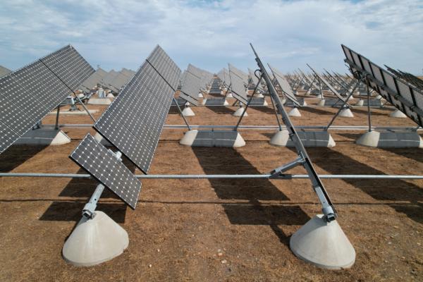 Solar panels at the University of California–Merced on Aug. 17, 2022. California policies focusing on wind and solar production can burden consumers because the power produced is more costly and less reliable, according to a study. (Nathan Frandino/Reuters)