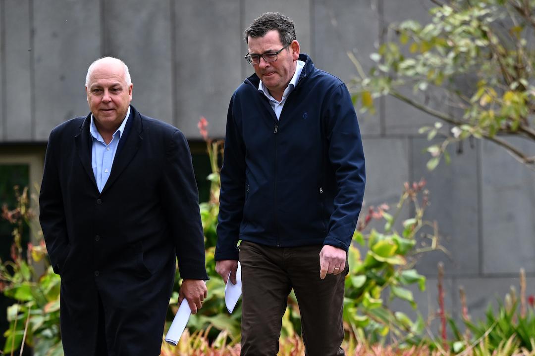 Former Victorian Premier Daniel Andrews (R) Withdrew the state from hosting the 2026 Commonwealth Games blaming concerns over costs. (AAP Image/Joel Carrett)