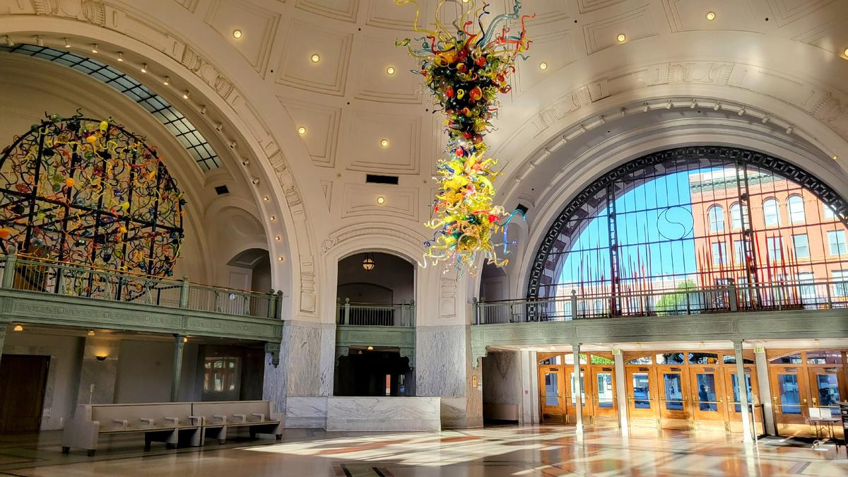 A creation of Dale Chihuly's graces the courthouse in Tacoma, Wash.—formerly its Union Station. (Jim Farber)