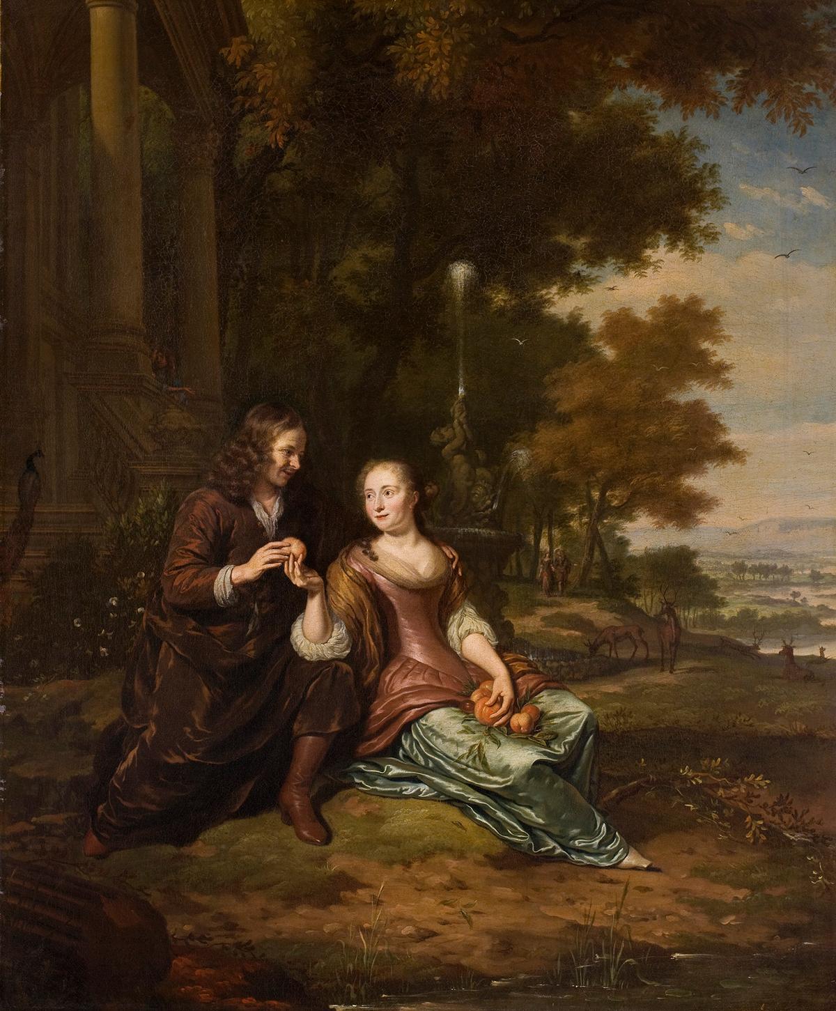 "Portrait of a Young Couple," 1679, by Michiel van Musscher. Oil on canvas. Hallwyl Museum, Sweden. (<a href="https://commons.wikimedia.org/wiki/File:Portr%C3%A4tt_av_ungt_par_-_Hallwylska_museet_-_89394.tif">Hallwyl Museum/ CC BY-SA 3.0</a>)