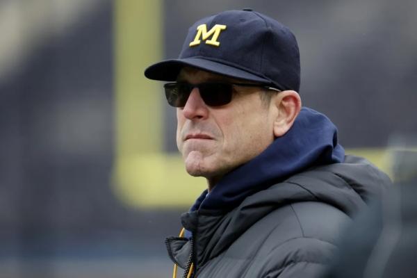 Then Michigan Wolverines head coach Jim Harbaugh on the sideline during the Spring Game at Michigan Stadium in Mich., on April 1, 2023. (Rick Osentoski-USA TODAY Sports via Field Level Media)