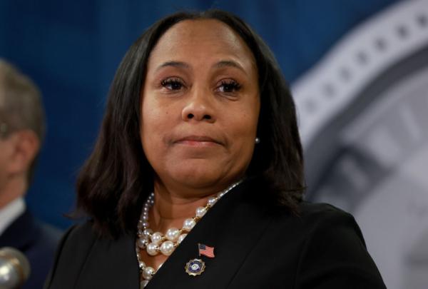 Fulton County District Attorney Fani Willis speaks during a news conference at the Fulton County Government Center in Atlanta on Aug. 14, 2023. (Joe Raedle/Getty Images)