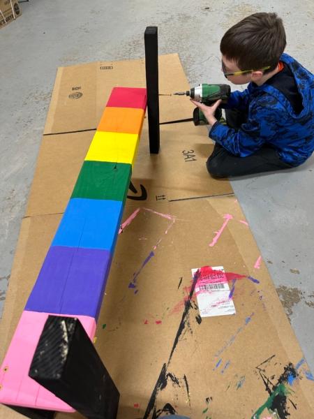 Avery working on building his invention. (Courtesy of Carrie Schneider)