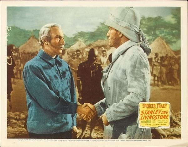 Dr. David Livingstone (Cedric Hardwicke, L) meets Henry M. Stanley (Spencer Tracy), in "Stanley and Livingstone." (20th Century Fox)