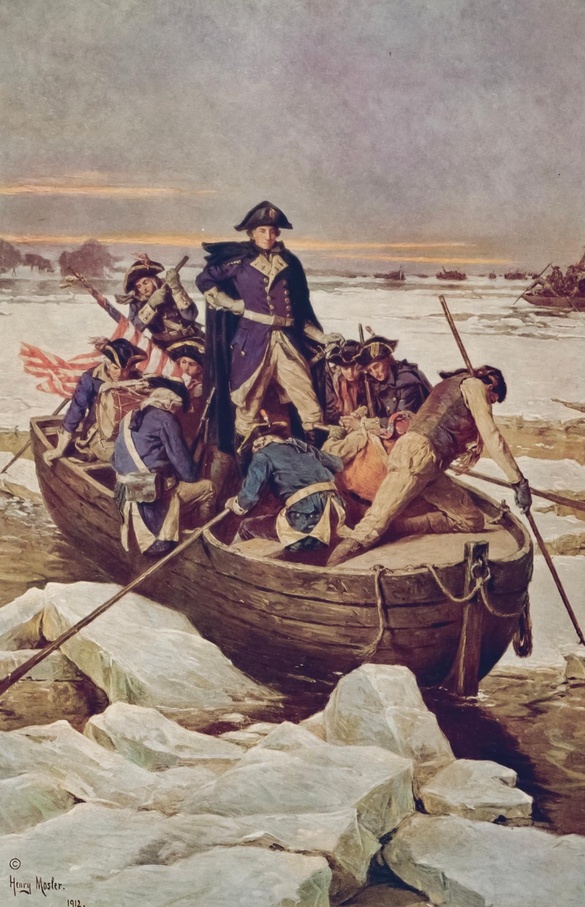 Print of “George Washington Crossing the Delaware River” by Emanuel Leutze, circa 1912–1913. Library of Congress. (Public Domain)