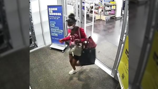 Thieves stole purses from the Nordstrom Rack in the Canyon Springs shopping center on July 10, 2023. (Screenshot courtesy of Riverside Police Department)