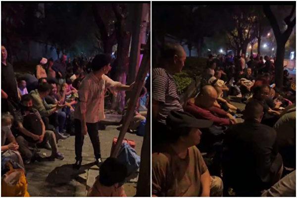 Petitioners from across the country wait outside China's state petitioning office during the night on Aug. 20 to file grievances against local authorities. (Courtesy of interviewees)
