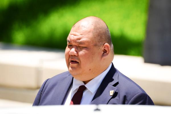 Steven Cheung, political advisor for former President Donald Trump, walks outside of the Wilkie D. Ferguson, Jr. federal courthouse ahead of former President Donald Trump’s court appearance in Miami, Fla., on June 13, 2023. (Madalina Vasiliu/The Epoch Times)