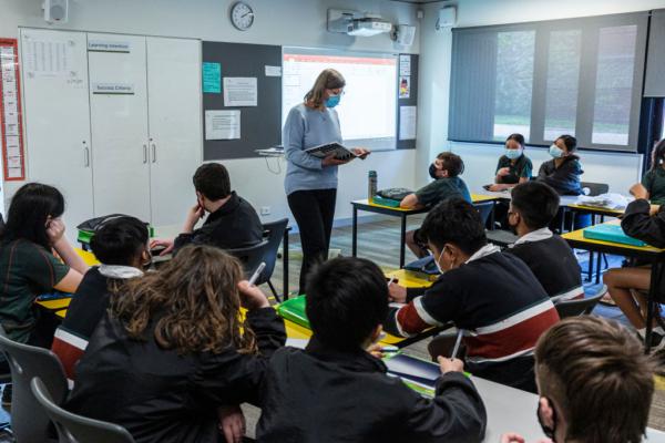 Students are seen in class at Melba Secondary College in Melbourne, Australia, on Oct. 12, 2020. (Daniel Pockett/Getty Images)