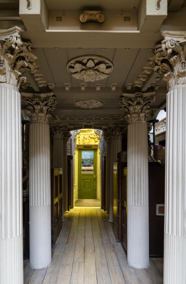 Architect Sir John Soane avidly collected fine art. Corinthian-style columns in Soane’s Drawing Office lead to the Picture Room that he designed for his art collection. He owned many great artworks, including works by Italian painter Giovanni Antonio Canal (commonly called Canaletto) and classical archaeologist, architect, and artist Giovanni Battista Piranesi. (Gareth Gardener)