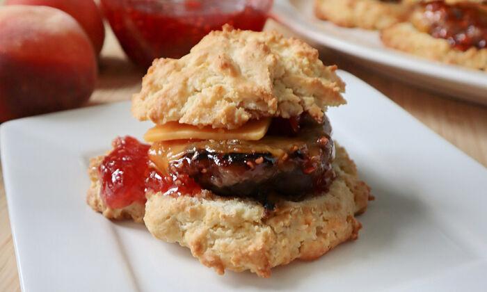 Sausage Breakfast Biscuits With Fruit Jam