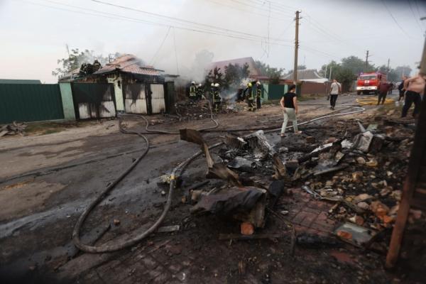 Firefighters work on a site following a missile attack in a village outside Kyiv on Aug. 30, 2023. (Anatolii Stepanov/AFP via Getty Images)