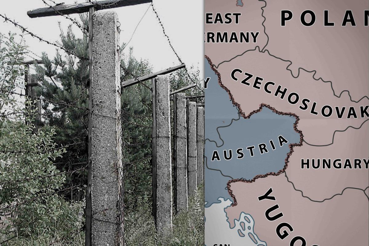 The fence line of the Iron Curtain as it looks today (Public Domain); (Right) An illustrative map showing the Iron Curtain as it was situated during the Soviet era. (Peteri/Shutterstock)