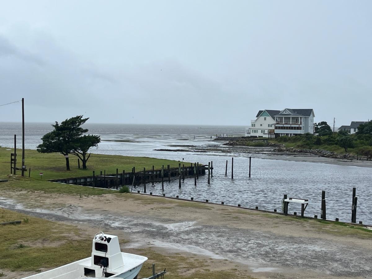 Oyster farmer Tyler Hofe's view of Tropical Storm Idalia from his home in Avon Village, N.C. on Hatteras Island on the Outer Banks on Aug. 31, 2023. (Courtesy of Tyler Hofe)