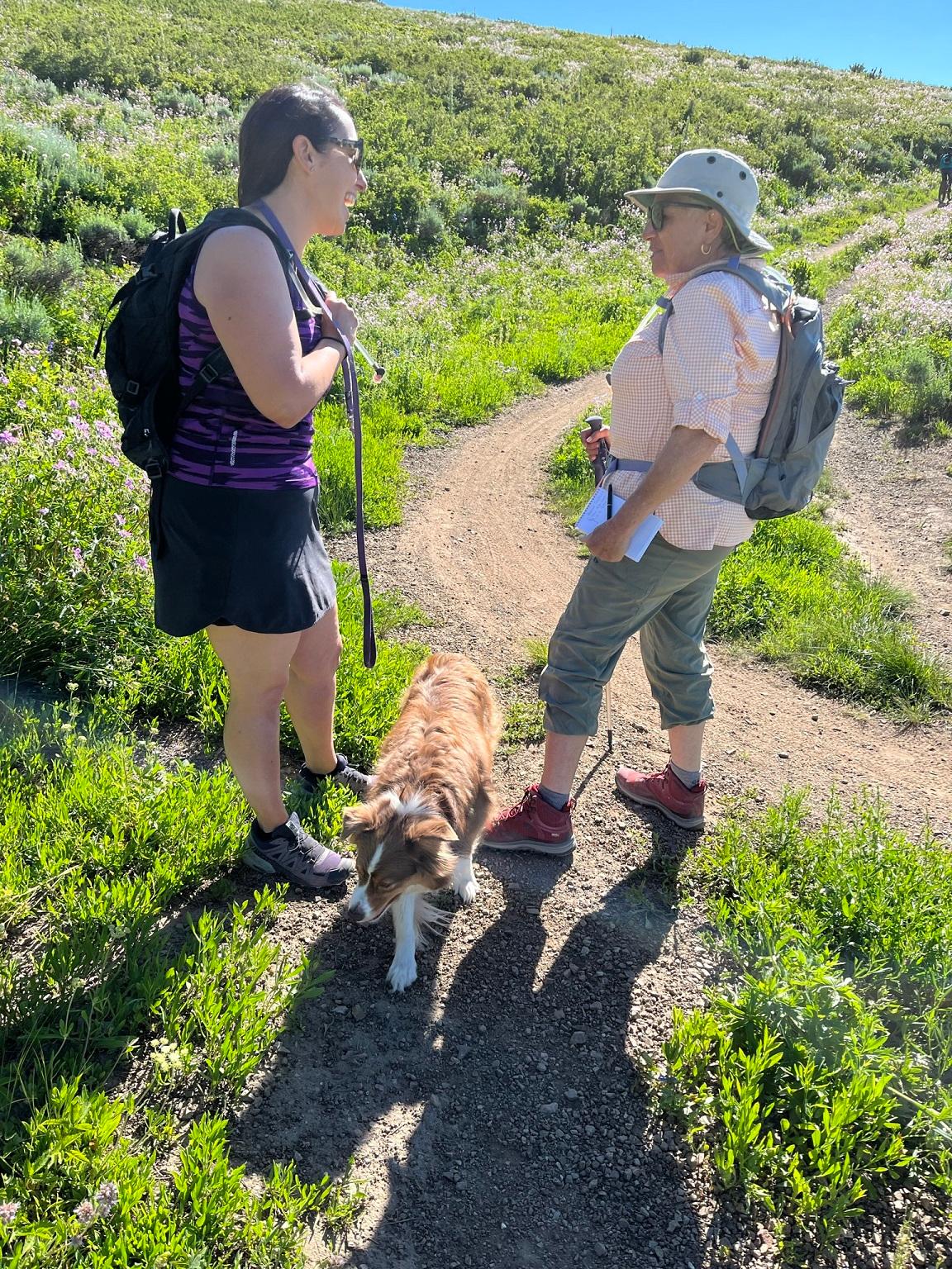 Hiking with Melissa Soltesz from White Pine Touring and her dog Foxy. (Andy Yemma)