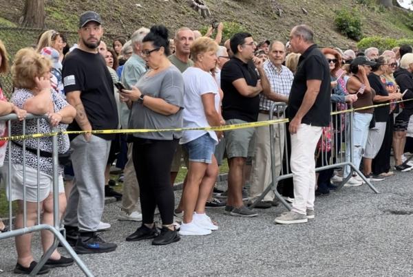 Staten Island Borough President Vito Fossella at a protest outside a Catholic school that was converted into a shelter for illegal immigrants, on Aug. 29, 2023. (Courtesy of the Office of the Staten Island Borough President)
