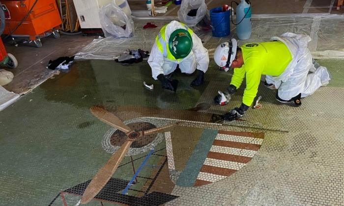 Long-Unseen Portions of 1941 Mosaic Uncovered by Long Beach Airport Workers