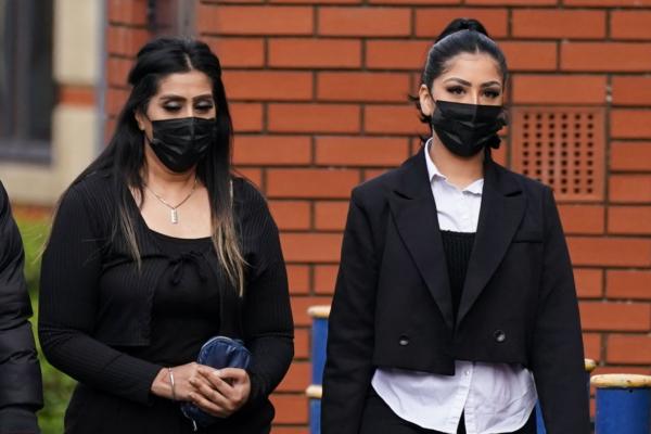 Mahek Bukhari (R) and her mother Ansreen Bukhari (L) appear at Leicester Crown Court on Apr. 24, 2023. (Jacob King/PA)