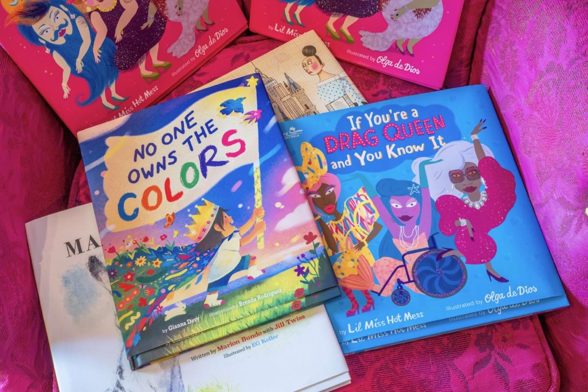 Children's books are seen on a chair at the conclusion of a drag queen story hour in Austin, Texas, on Aug. 26, 2023. (Brandon Bell/Getty Images)