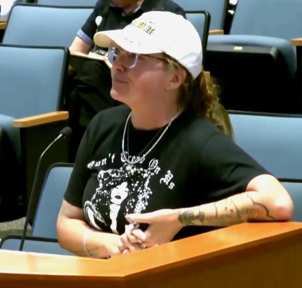 Kaity Danehy-Samitz speaks during public comments at the August 23, 2023 meeting of the Florida State Board of Education in Naples, Florida (Screenshot/The Florida Channel).