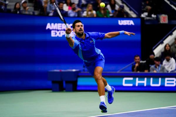 Novak Djokovic, of Serbia, returns a shot to Laslo Djere, of Serbia, during the third round of the U.S. Open tennis championships in New York on Sept. 1, 2023. (Frank Franklin II/AP Photo)