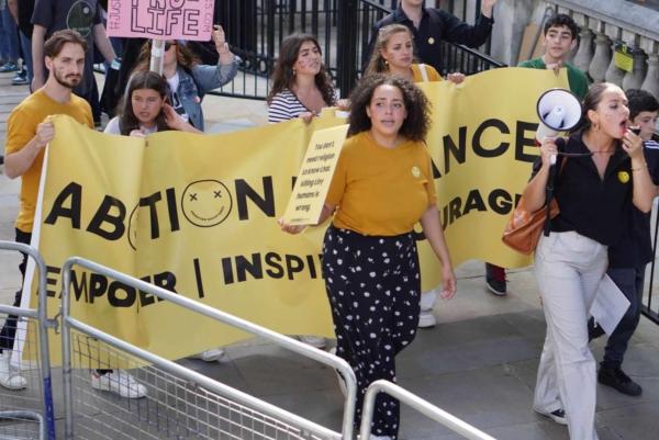 Pro-life activists from the group Abortion Resistance attend the March for Life in London on Sept. 2, 2023. (Sophia Rumpus)