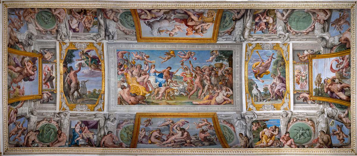 Farnese ceiling fresco detailing the “Loves of the Gods,” circa 1600, by Annibale Carracci. Farnese Palace, Rome. (Public Domain)