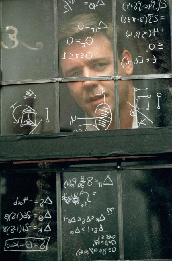 John Nash (Russell Crowe), in “A Beautiful Mind.” (MovieStillsDB)