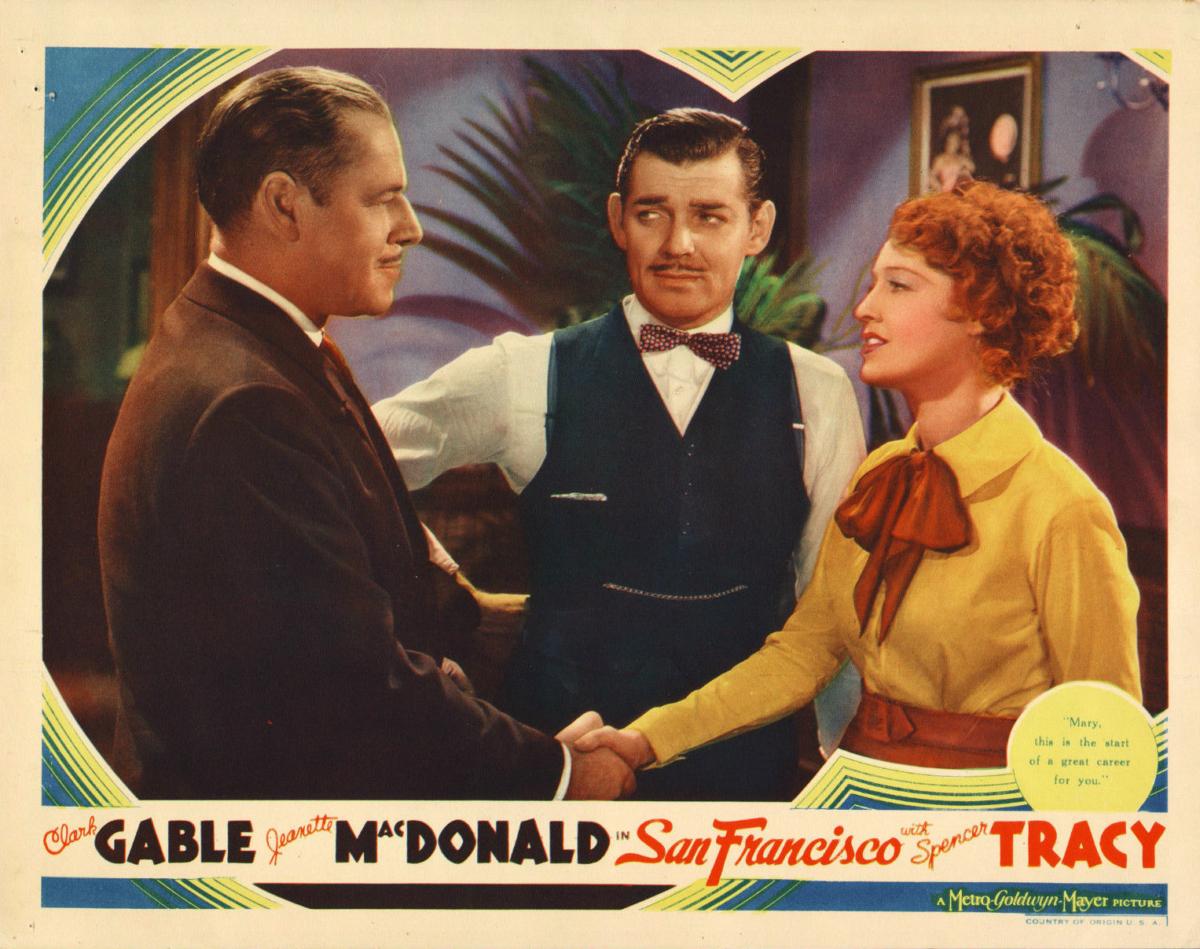 Lobby card for the 1936 film "San Francisco." (Public Domain)