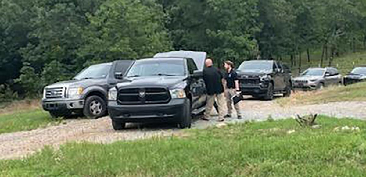 ATF agents arrive on Russel Fincher's property in Tuskahoma, Okla., on June 16, 2023. (Courtesy Russell Fincher)
