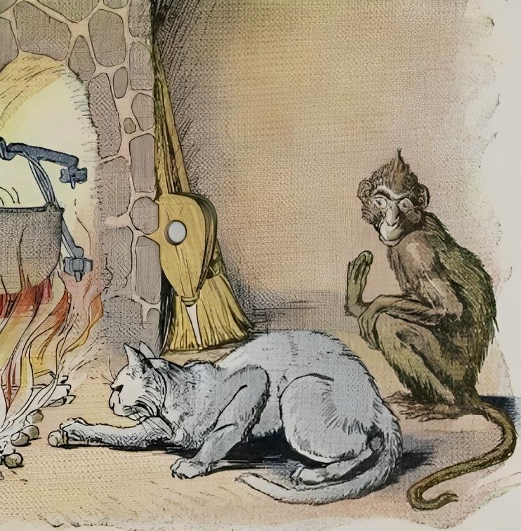 “The Monkey and The Cat,” illustrated by Milo Winter, from “The Aesop for Children,” 1919. (PD-US)