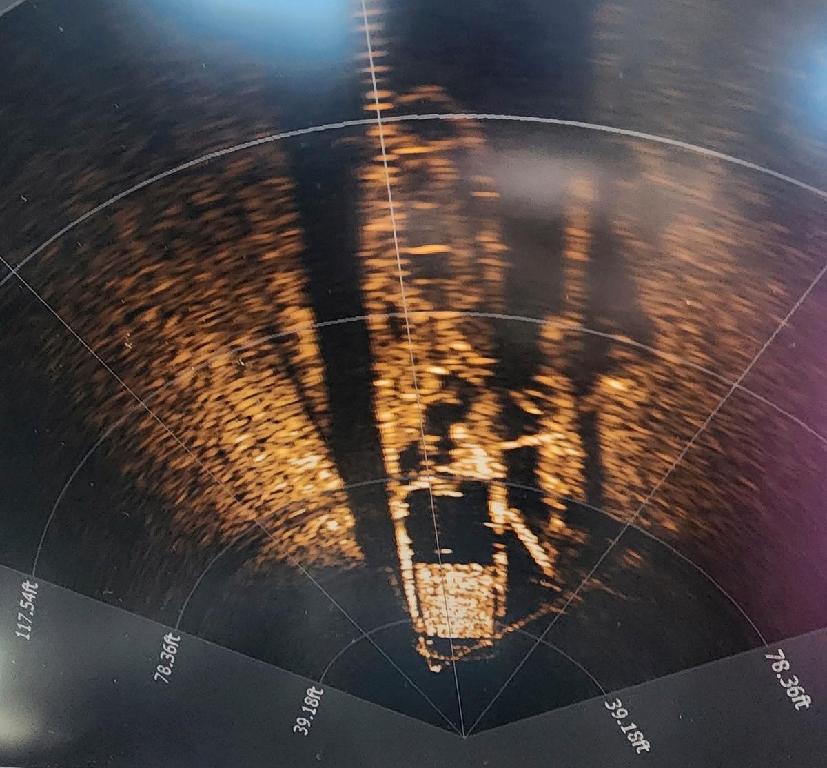 A sonar image of the Trinidad from the remote-operated vehicle. (Tamara Thomsen, Tom Crossmon via AP)
