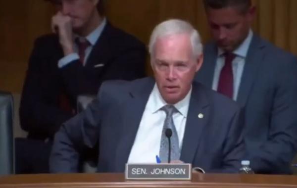 Sen. Ron Johnson (R-Wis.) at a Senate Subcommittee on Government Operations and Border Management hearing on Sept. 6, 2023. (NTD/Screenshot via The Epoch Times)