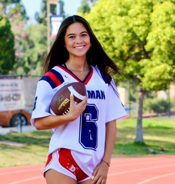 Beckman High School girls' flag football team's Ava Meade (6) in Irvine, Calif. (Courtesy of Alan Diaz)